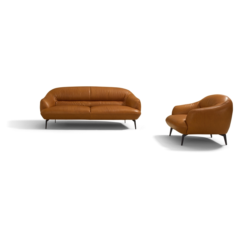 ACME Leonia Upholstery Loveseat with Sloped Arms in Cognac Brown Leather