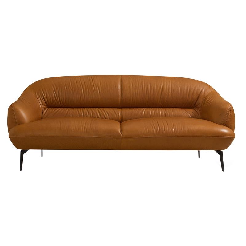 ACME Leonia Upholstery Loveseat with Sloped Arms in Cognac Brown Leather