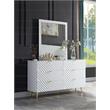 ACME Gaines Rectangle Wooden Frame Mirror in White High Gloss