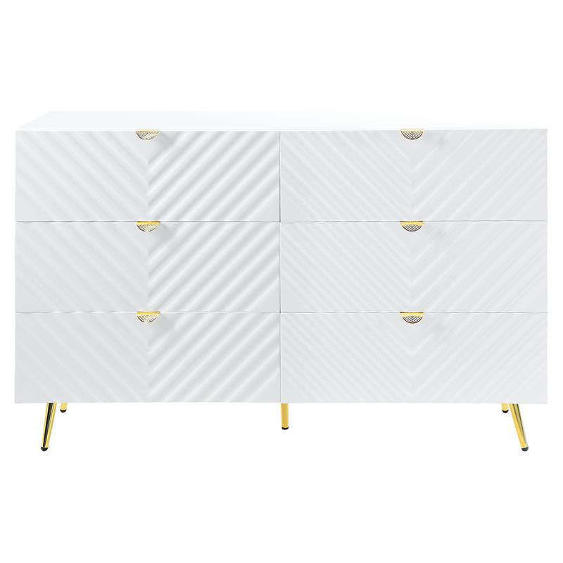 ACME Gaines Wooden Dresser with 6-Drawer in White High Gloss
