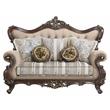 ACME Ragnar Loveseat with 5 Pillows in Light Brown Fabric and Cherry