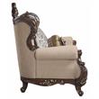 ACME Ragnar Loveseat with 5 Pillows in Light Brown Fabric and Cherry