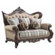ACME Ragnar Loveseat with 5 Pillows in Light Brown Fabric and Cherry