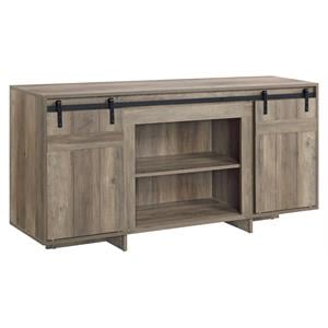 ACME Bellarosa Wooden Storage TV Stand with Barn Door in Rustic Oak