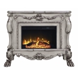 ACME Dresden Floral Molding Wooden Frame Fireplace in Vintage Bone White