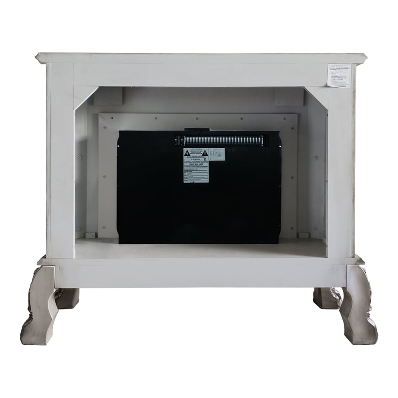 ACME Dresden Floral Molding Wooden Frame Fireplace in Vintage Bone White