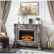 ACME Dresden Floral Molding Wooden Frame Fireplace in Vintage Bone White