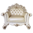 ACME Vendome Chair with Pillow in Champagne Polyurethane and Antique Pearl Beige