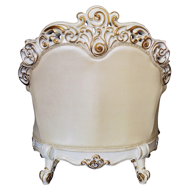 ACME Vendome Chair with Pillow in Champagne Polyurethane and Antique Pearl Beige