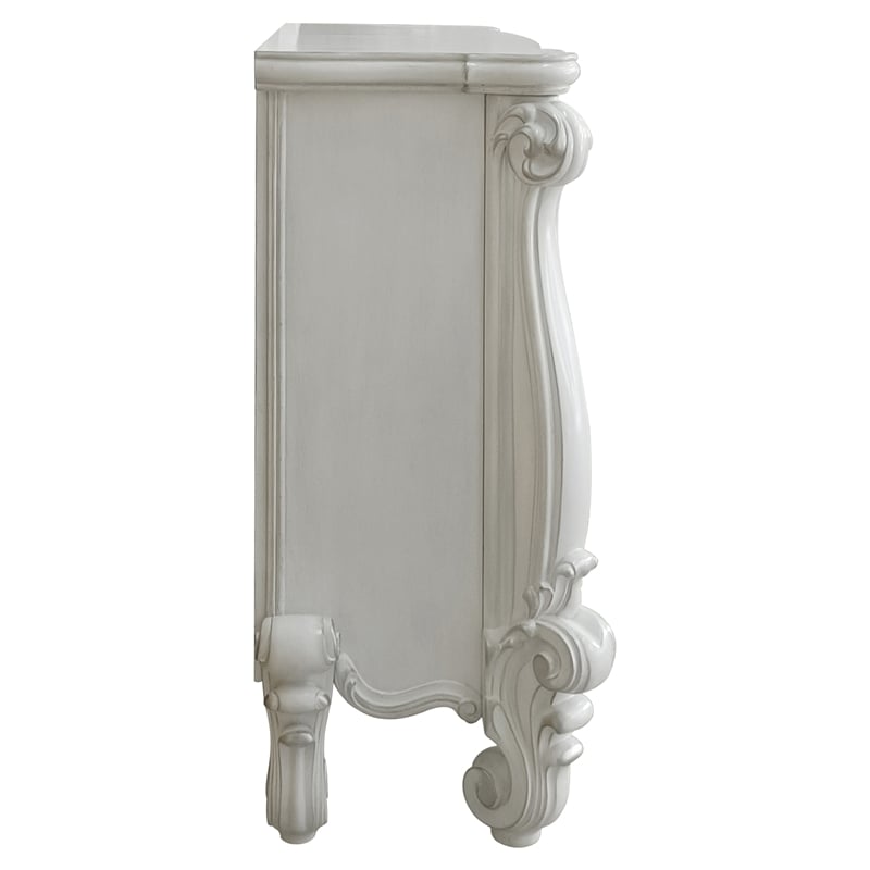 ACME Versailles Rectangular Carving Wooden Frame Fireplace in Bone White