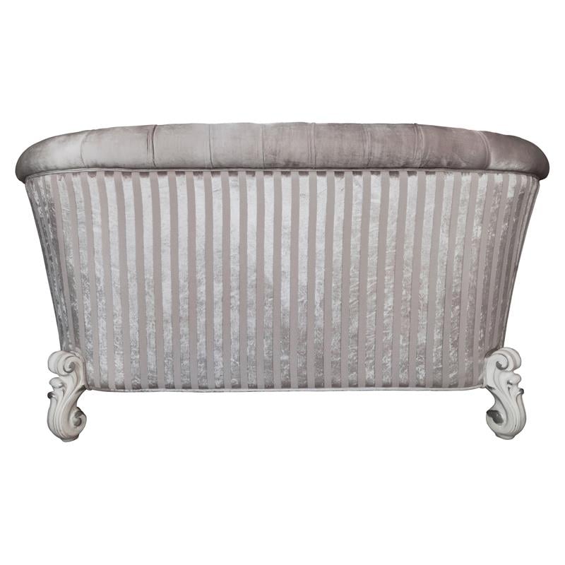 ACME Versailles Loveseat with 5 Pillows in Ivory Fabric and Bone White