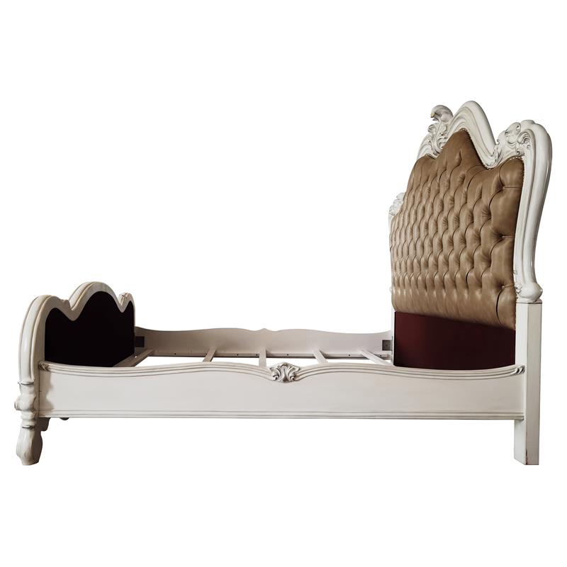 ACME Versailles II California King Bed in Vintage Gray Polyurethane and White