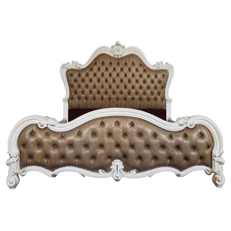 ACME Versailles II Eastern King Bed in Vintage Gray Polyurethane and Bone White
