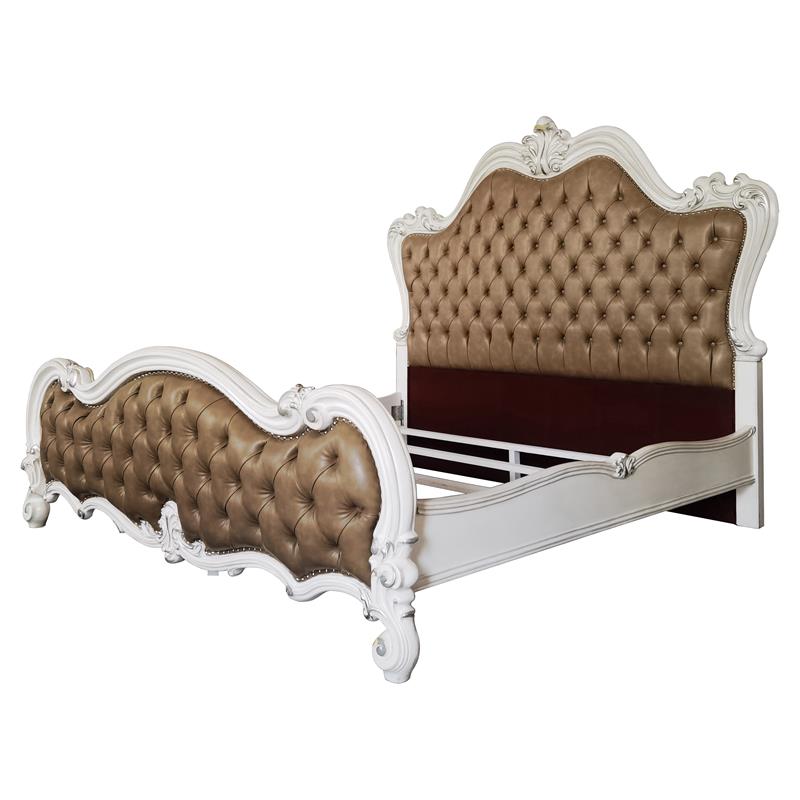 ACME Versailles II Eastern King Bed in Vintage Gray Polyurethane and Bone White