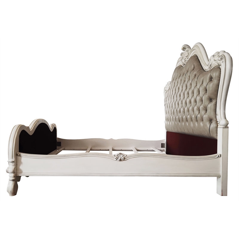 ACME Versailles II Queen Bed in Vintage Gray Polyurethane and Bone White
