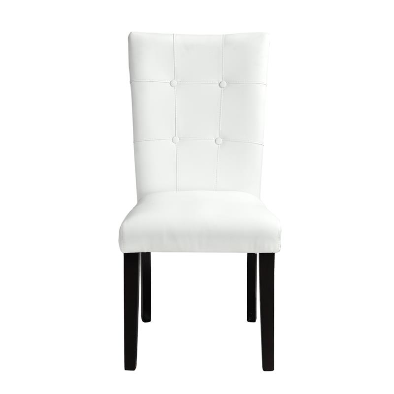 ACME Hussein Faux Leather Upholstered Side Chair in White and Black
