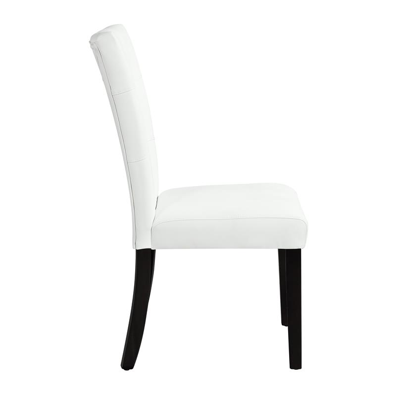 ACME Hussein Faux Leather Upholstered Side Chair in White and Black