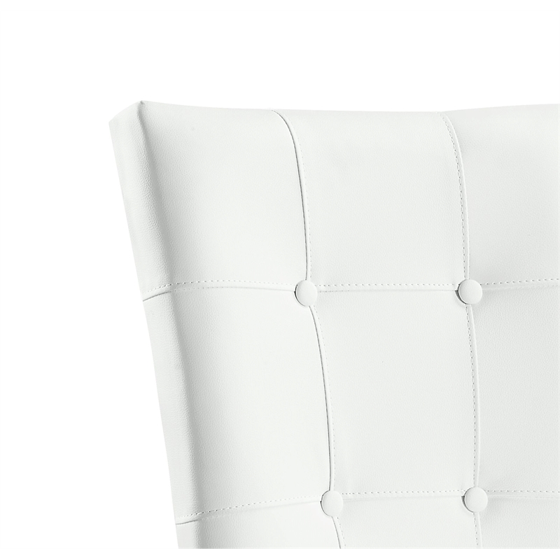ACME Hussein Faux Leather Upholstered Side Chair in White and Black