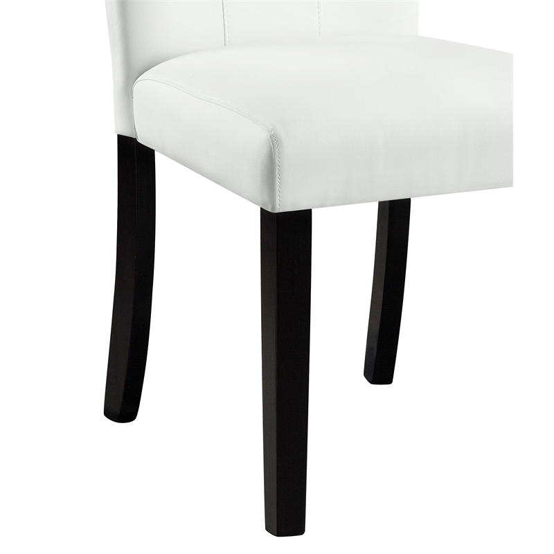 ACME Hussein Faux Leather Upholstered Side Chair in White and Black