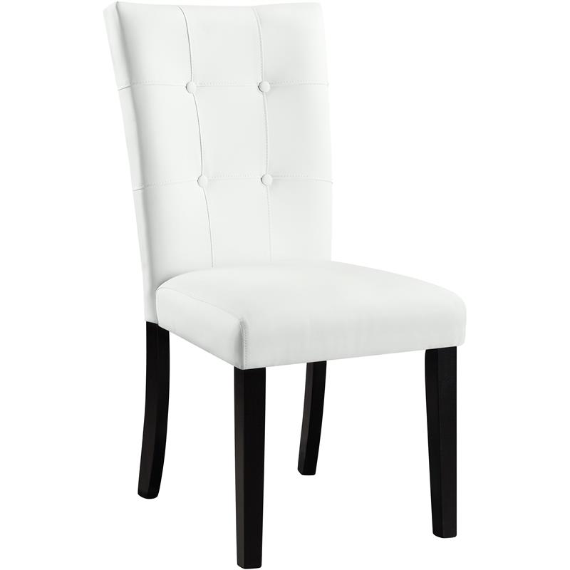 ACME Hussein Faux Leather Upholstered Side Chair in White and Black