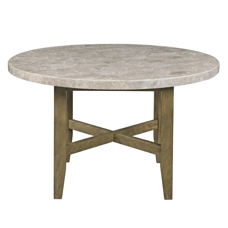 ACME Karsen Round Dining Table in Marble and Rustic Oak