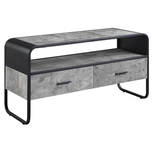 ACME Raziela Storage TV Stand in Concrete Gray and Black Metal Frame
