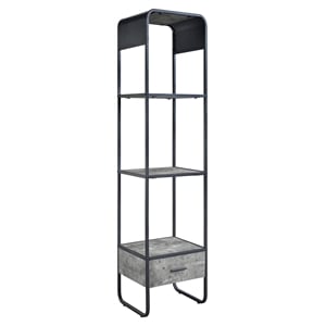 ACME Raziela Storage Side Pier in Concrete Gray and Black Metal Frame
