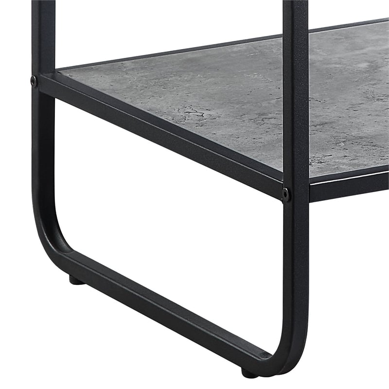 ACME Raziela Wooden End Table with Shelf in Concrete Gray and Black