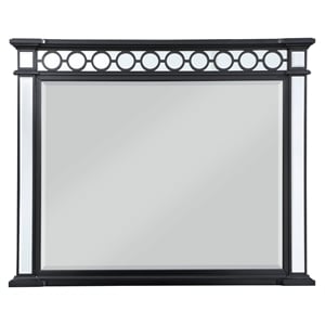ACME Varian II Horizontal Rectangle Mirror in Black Wooden Frame and Silver
