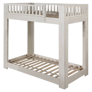 ACME Cedro Twin over Twin Bunk Bed with Wood Ladder in Weathered White
