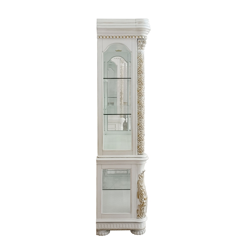 ACME Vendome Curio Cabinet with 2 Glass Doors in Antique Pearl Finish
