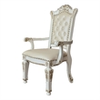 ACME Vendome Faux Leather Upholstered Arm Chair in Antique Pearl