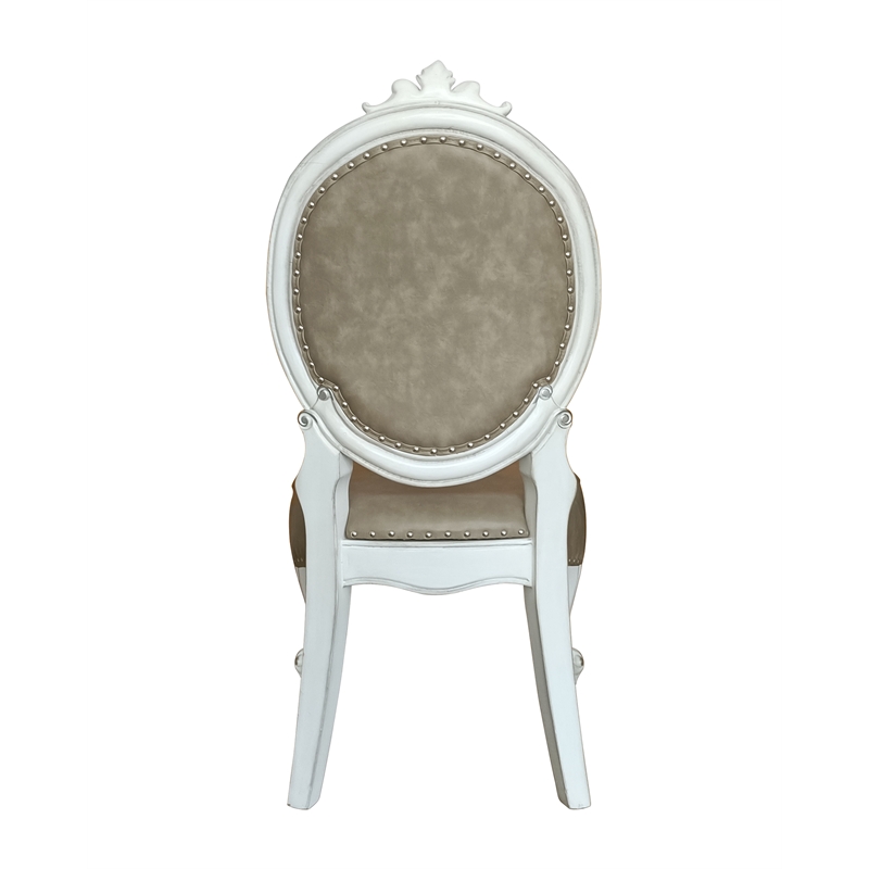 ACME Versailles Dining Side Chair in PU & Bone White (Set of 2)