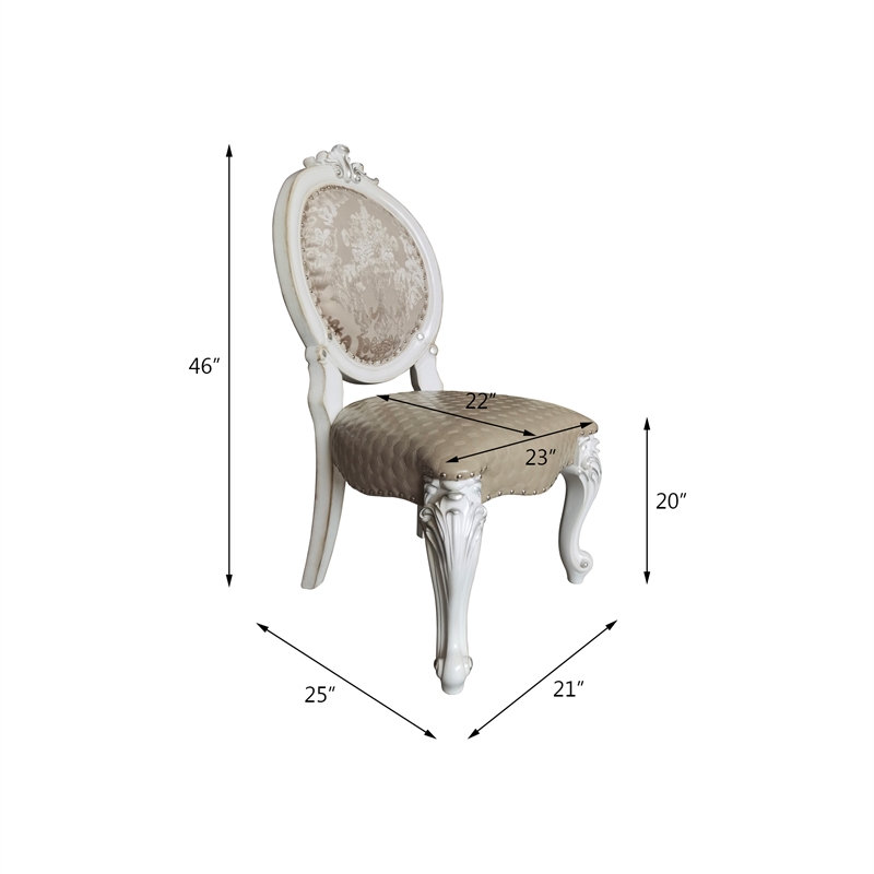 ACME Versailles Dining Side Chair in PU & Bone White (Set of 2)