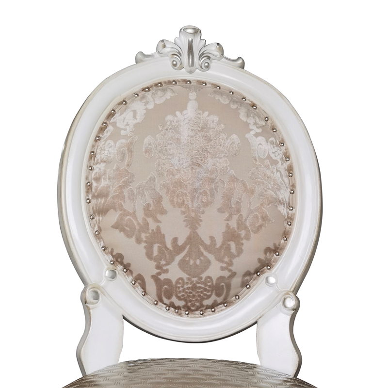 ACME Versailles Dining Side Chair in PU & Bone White (Set of 2)