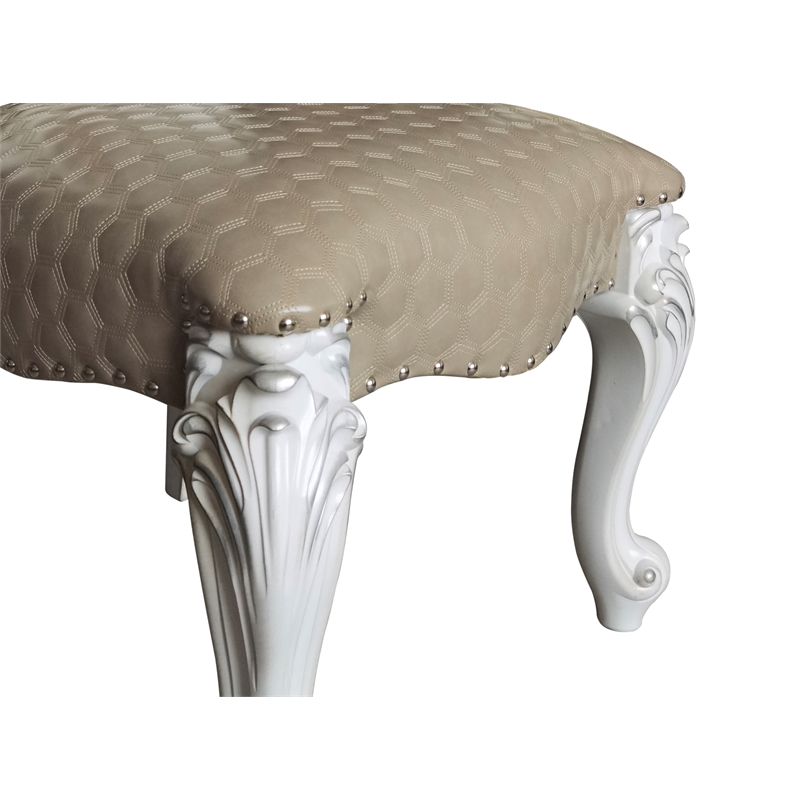 ACME Versailles Dining Side Chair in PU & Bone White (Set of 2)