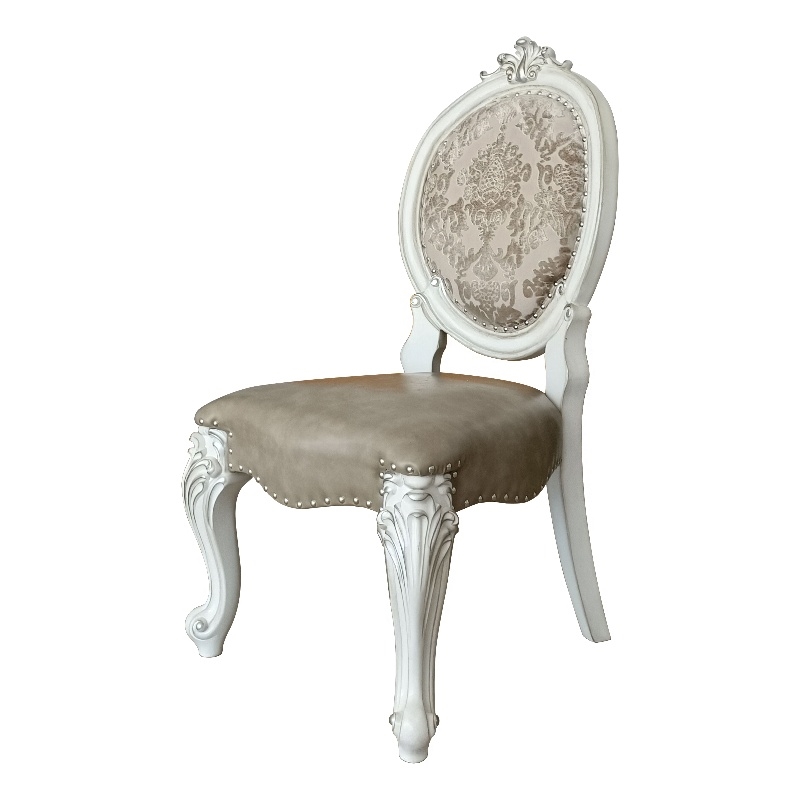 ACME Versailles Dining Side Chair in PU & Bone White (Set of 2)