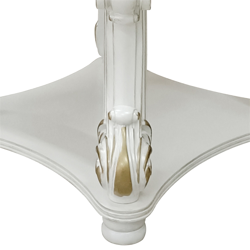 ACME Vendome Wooden End Table with Bottom Shelf in  Antique Pearl Finish