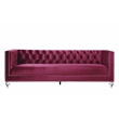ACME Heibero Velvet Tufted Sofa with 2 Pillows in Burgundy