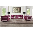 ACME Heibero Velvet Tufted Sofa with 2 Pillows in Burgundy