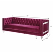 ACME Heibero Velvet Tufted Sofa with 2 Pillows in Burgundy