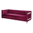 ACME Heibero Velvet Tufted Sofa with 2 Pillows in Burgundy