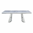 ACME Destry Dining Table in Faux Marble Top and Mirrored Silver
