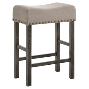 ACME Martha II Counter Height Stool in Tan Linen and Weathered Gray (Set of 2)