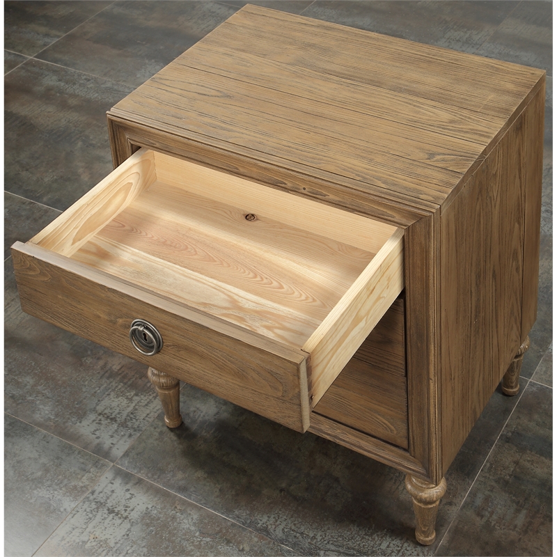 ACME Inverness Wood Nightstand with 3 Drawers in Reclaimed Oak