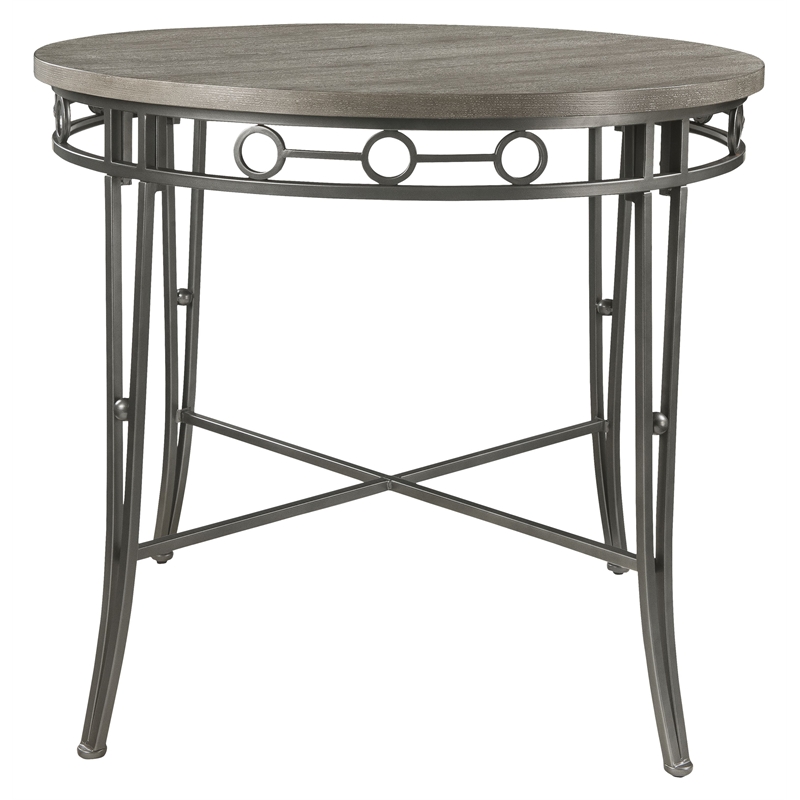 ACME Furniture Landis Round Wood & Metal Counter Table in Oak/Gunmetal