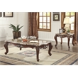 ACME Shalisa Square Wooden End Table with Queen Anne Legs in Marble and Walnut