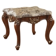 ACME Shalisa Square Wooden End Table with Queen Anne Legs in Marble and Walnut