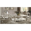 ACME Versailles Square Wood End Table with Bottom Shelf in Bone White