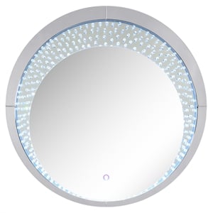 ACME Nysa Round Wall Decor with LED Light in Mirrored and Faux Crystals